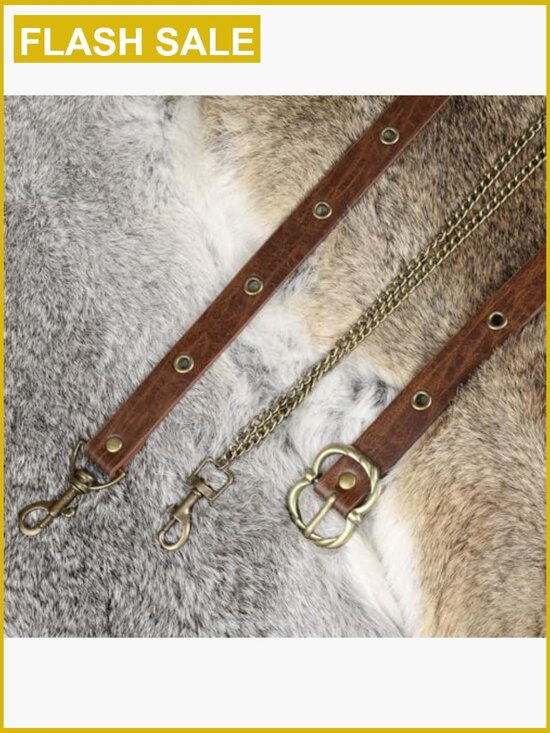 Faux Leather Medieval Chain Belt, Vintage Thin Belt for Dresses main image 6